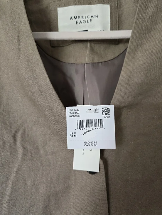 New American Eagle Linen Blend Tan Womens Vest Size M - Picture 3 of 9